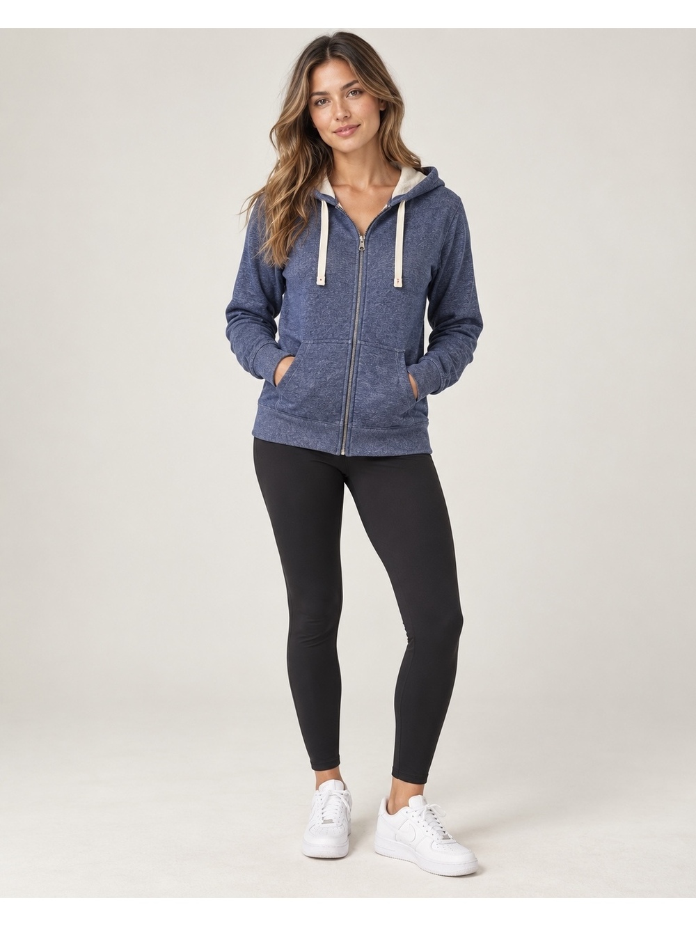 Abercrombie & Fitch Women’s Full Zip Hoodie Size M Blue Heather Cotton Blend